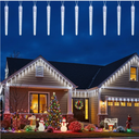 Cool White Christmas Icicle Lights  20 Large Tubes, Outdoor/Indoor Crystal Ice Hanging Lights, 29FT 8 Mode with Timer, Meteor Shower LED Light for Decoration