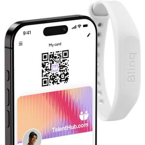Blinq NFC Wristband - Digital Business Card - Instant Share via Tap - Compatible with iPhone & Android (White)