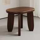 Walnut Finish Solid Wood Stool 9.8'' High Non-Slip Outdoor Garden Plant Stool Clover Oval Pedestal for Living Room Balcony Kitchen