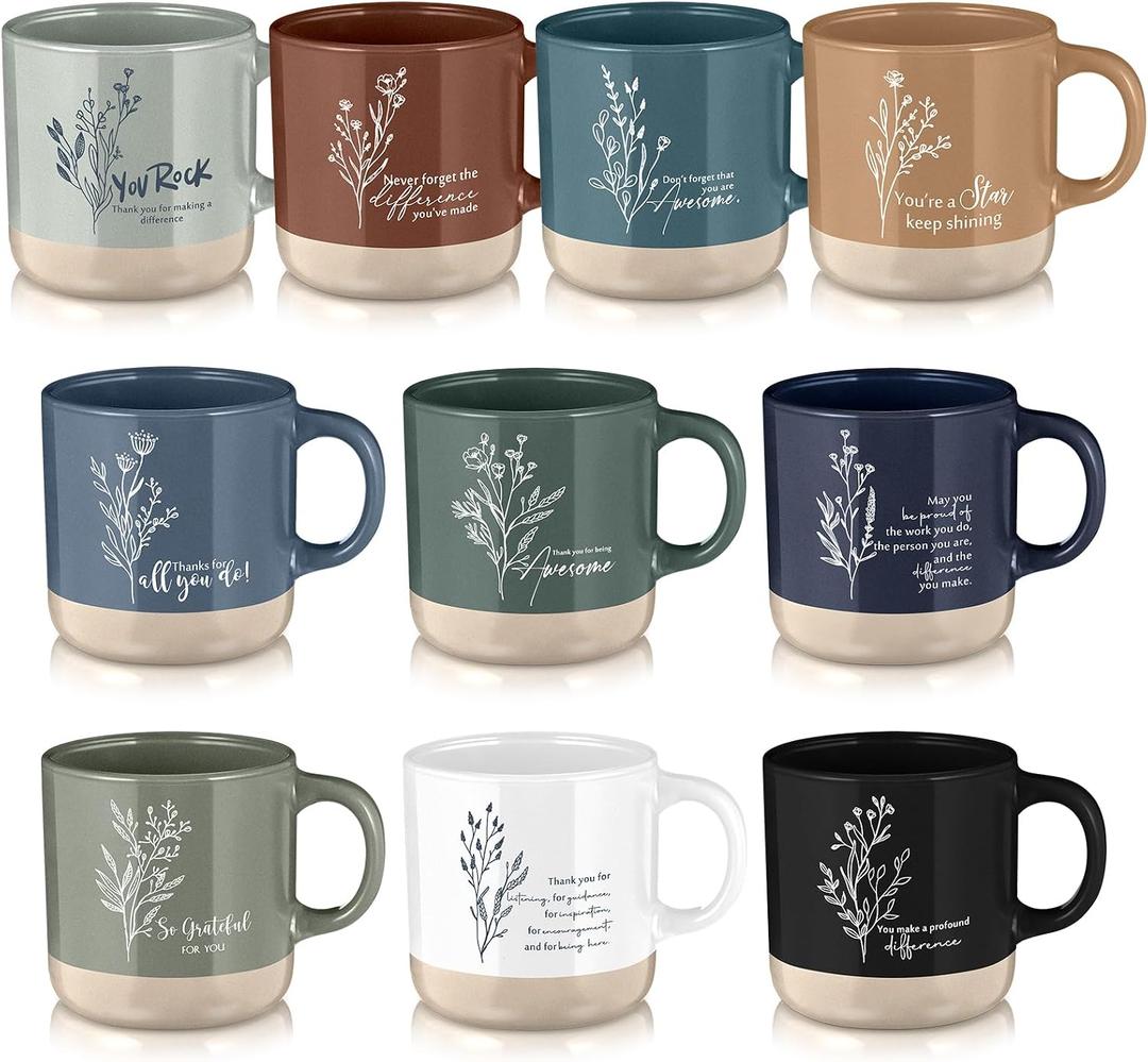 Didaey 30 Pcs Thank You Mugs Bulk Appreciation Gifts for Employee Coworkers Staff Thank You Gifts for Team Group Teacher Volunteer Office Motivational Ceramic Coffee Mugs (Wildflower)