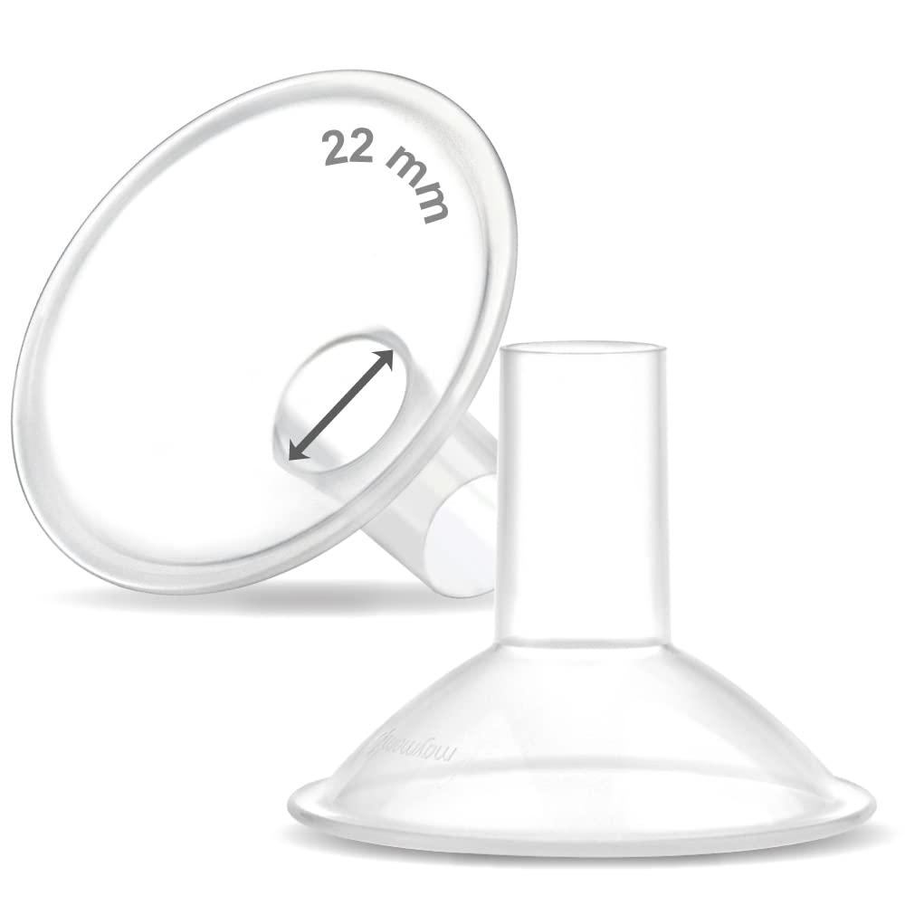Maymom MyFit Crater Series 22 mm 2xTwo-Piece Small Breastshield Compatible with Medela Breast Pumps. Long Nipple Tunnel (44mm) Best for Elastic Nipples