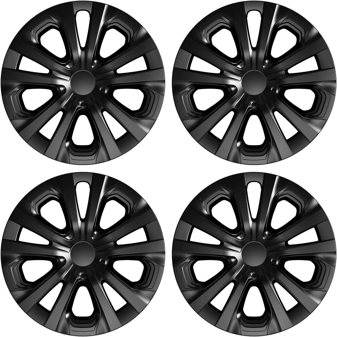 TangMiGe 4-Pack 15 inch Hubcaps Compatible with Toyota Prius 2019-2022, Prius Prime 2020-2022, Corolla Hybrid 2020-2024, fit for 15" Steel Wheel, Rim Cover Skin Hub Cap (Bright Black Color)