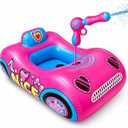 Kids Pool Float with Water Gun, 3-Layer Safety Seat Inflatable Toddler Float for Girls Ages 3-8, Pink Summer Swimming Pool Toys for Kids, Pool Party Beach Vacation Water Toy. Repair Patches Included