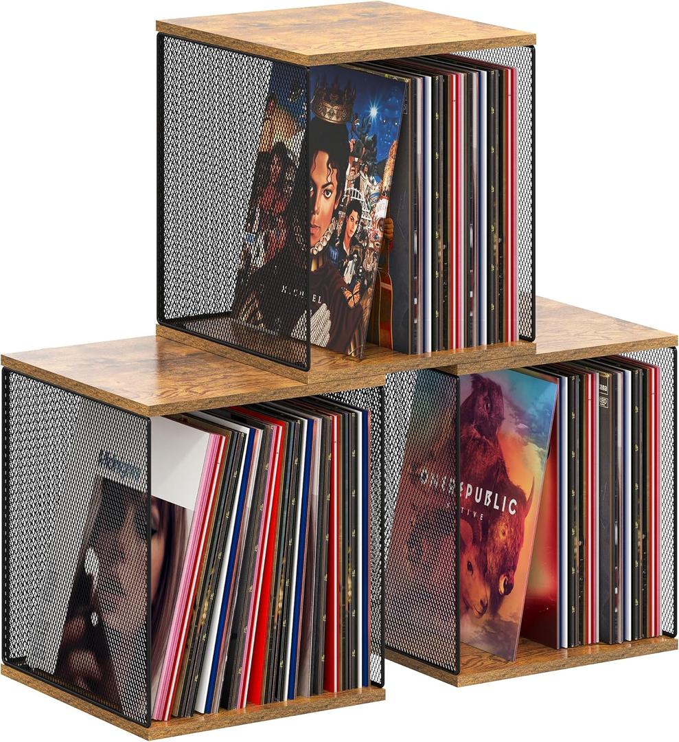 3 Cube Vinyl Record Storage DIY Stackable 120-150 Records Visualize Album Storage Record Storage Crate