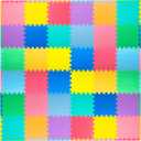 ProSource Baby Play Mat, Soft Foam Floor Tiles for Kids, Interlocking EVA Panels for Playpen Use, Crawling Development Surface, Safe Non-Toxic Toddler Flooring, 36 Tiles, Multicolor