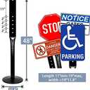 Parking Sign Post 48" Heavy Duty Sign Stand Cast Iron Sign Base, Movable Parking Sign Stand for Hanging Signs (Black-15Lbs-1Pack)