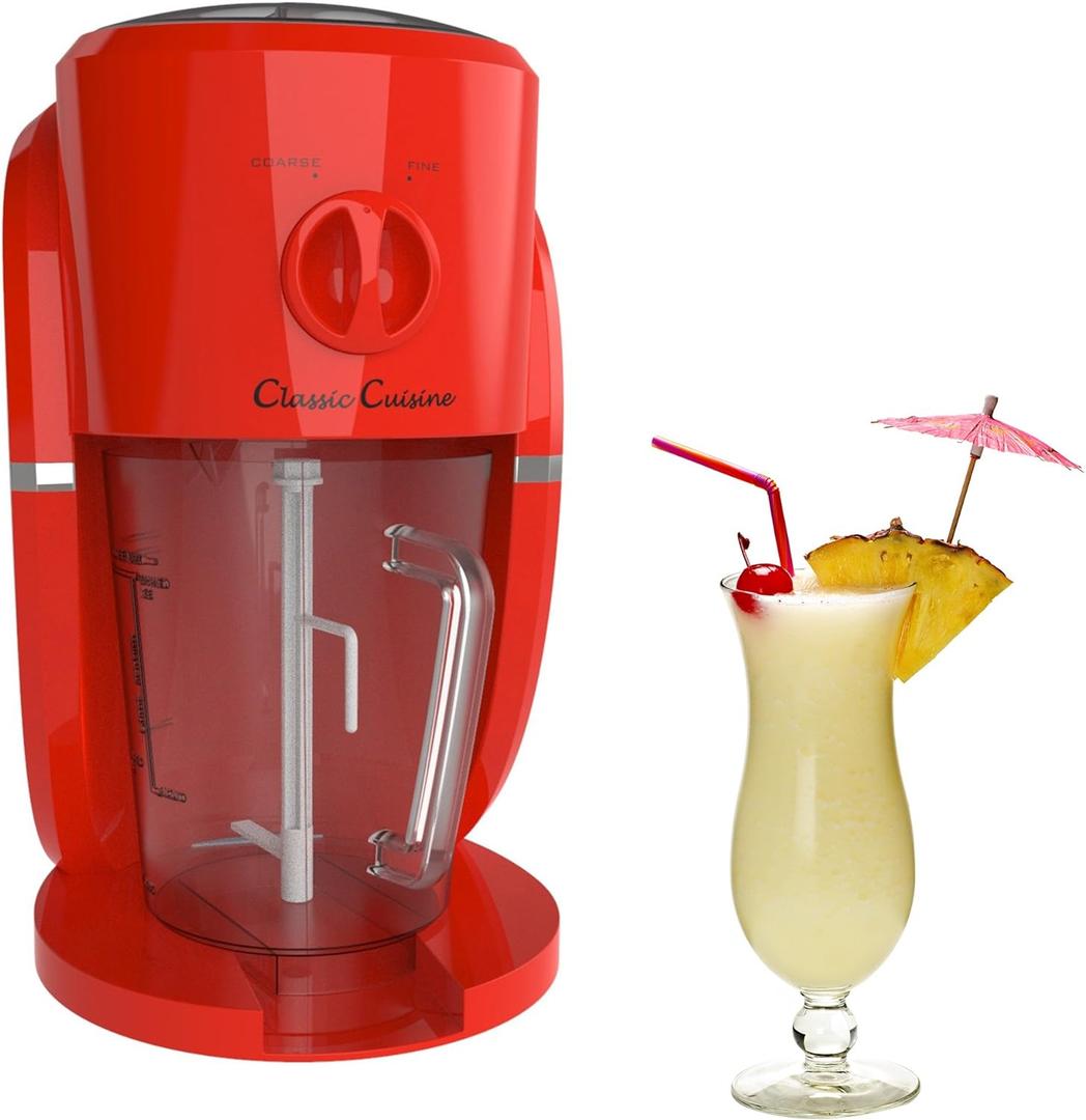 Frozen Drink Maker - Mixer and Ice Crusher Machine for Margaritas, Pina Coladas, Daiquiris, Shaved Ice Treats, or Slushies by Classic Cuisine (Red)