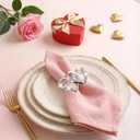 6 Pack Heart Napkin Rings, Valentine's Day Napkin Holders with Gold & Silver Double Heart Ring Clasps for Wedding, Anniversary, Romantic Dinner Table Decorations
