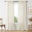 Boho Linen Curtains 2 Panels 95 Inches Long for Living Room Bedroom Cream Light Filtering Country Farmhouse Curtains Back Tab Pocket Natural Semi Sheer Vintage Chic Tassels Curtain Drapes 52x95