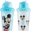 Disney Toddler Sippy Cups for Boys and Girls | 10 Ounce Sippy Cup Pack of Two with Straw and Lid | Durable Leak Proof Travel Water Bottle for Toddlers (Mickey Mouse Heads)