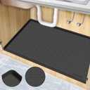 CANIVI Under Sink Mat, 34" x 22" Waterproof Silicone Under Sink Tray for Kitchen & Laundry Cabinets, Kitchen Cabinet Shelf Protector, Up to 3.3 Gallons Liquid, Fits 36 inch Standard Cabinet(Grey)