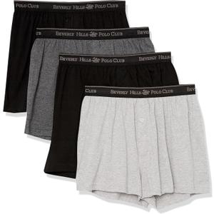 Beverly Hills Polo Club Men's 4 Pack Comfort Knit Boxer Vibrant (XL)