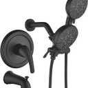 Taplong Shower Tub Faucet Set with Handheld Spray Dual Shower Faucet Set with Tub Spout Shower System Dual Shower Head and Handheld Combo Shower Trim Kit Rough-in Valve Included Matte Black,TP038