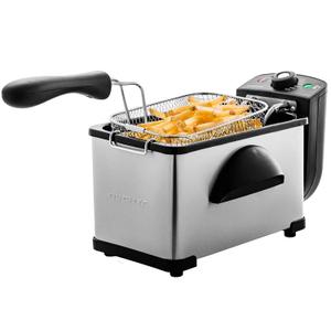 OVENTE Electric Deep Fryer 2 Liter Capacity, 1500 Watt Lid with Viewing Window and Odor Filter, Adjustable Temperature, Removable Frying Basket and Easy to Clean Stainless Steel Body, Silver FDM2201BR