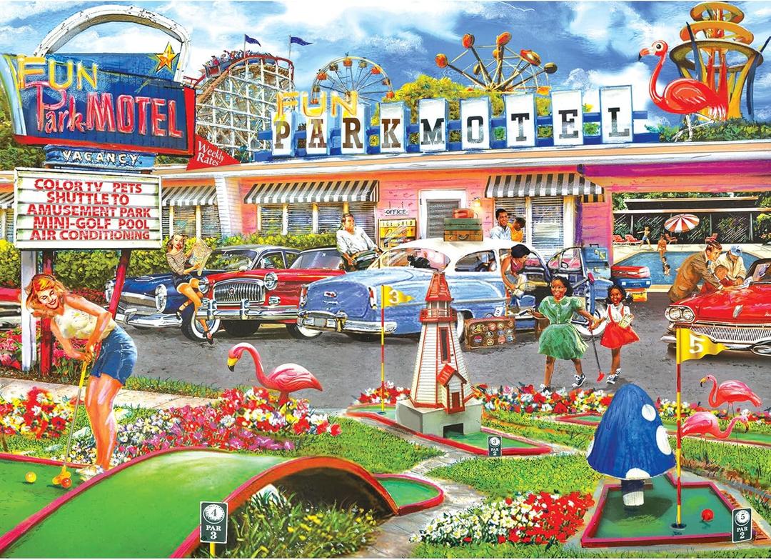 RoseArt - Back to The Past - Fun Park Motel - 1000 Piece Jigsaw Puzzle for Adults