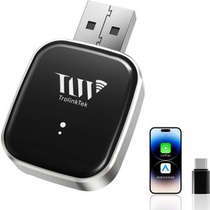 Mini Wireless Adapter for Carplay & Android Auto, 2026 Upgraded, Converts Wired to Wireless CarPlay Dongle, Plug & Play, Fast Stable Connection, Compact Design for iPhone & Android with USB/USB-C