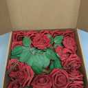 AmyHomie Artificial Flowers Dark Red Rose 100pcs Real Looking Fake Roses w/Stem for DIY Wedding Bouquets Centerpieces Arrangements Party Baby Shower Home Decorations
