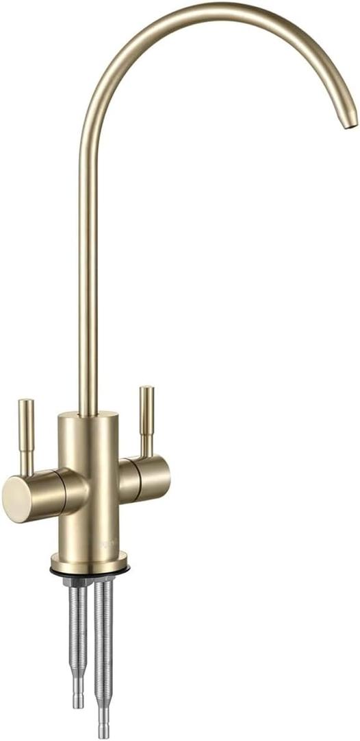 304SUS Stainless Steel 2 Way Filtered Kitchen Bar Sink Faucet Reverse Osmosis Ro Water Filter Tap (Brushed Golden)