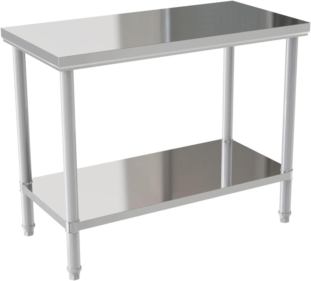 Stainless Steel Table Prep & Work 20 x 40 Inches, NSF Commercial Heavy Duty Table with Undershelf and Galvanized Legs for Restaurant, Home and Hotel