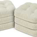 Shinnwa Kitchen Chair Cushions Set of 6, Dual-Layer Memory Foam Dining Chair Cushions, Patented Design Seat Pads with Ties, 16.5 x 16.5 x 3.5in, 6 Pack, Ivory