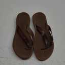 ONCAI Womens Flip Flops Arch Support Yoga Mat Summer Beach Leather Athletic Woman Thong Sandals with Orthotic Plantar Fasciitis Rubber Soles Brown, Size: 7