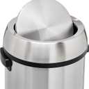Amazon Basics Round Stainless Steel Trash Can with Swing Lid, Fingerprint and Smudge Resistant, 65 Litre/17.2 Gallon, Silver, Black