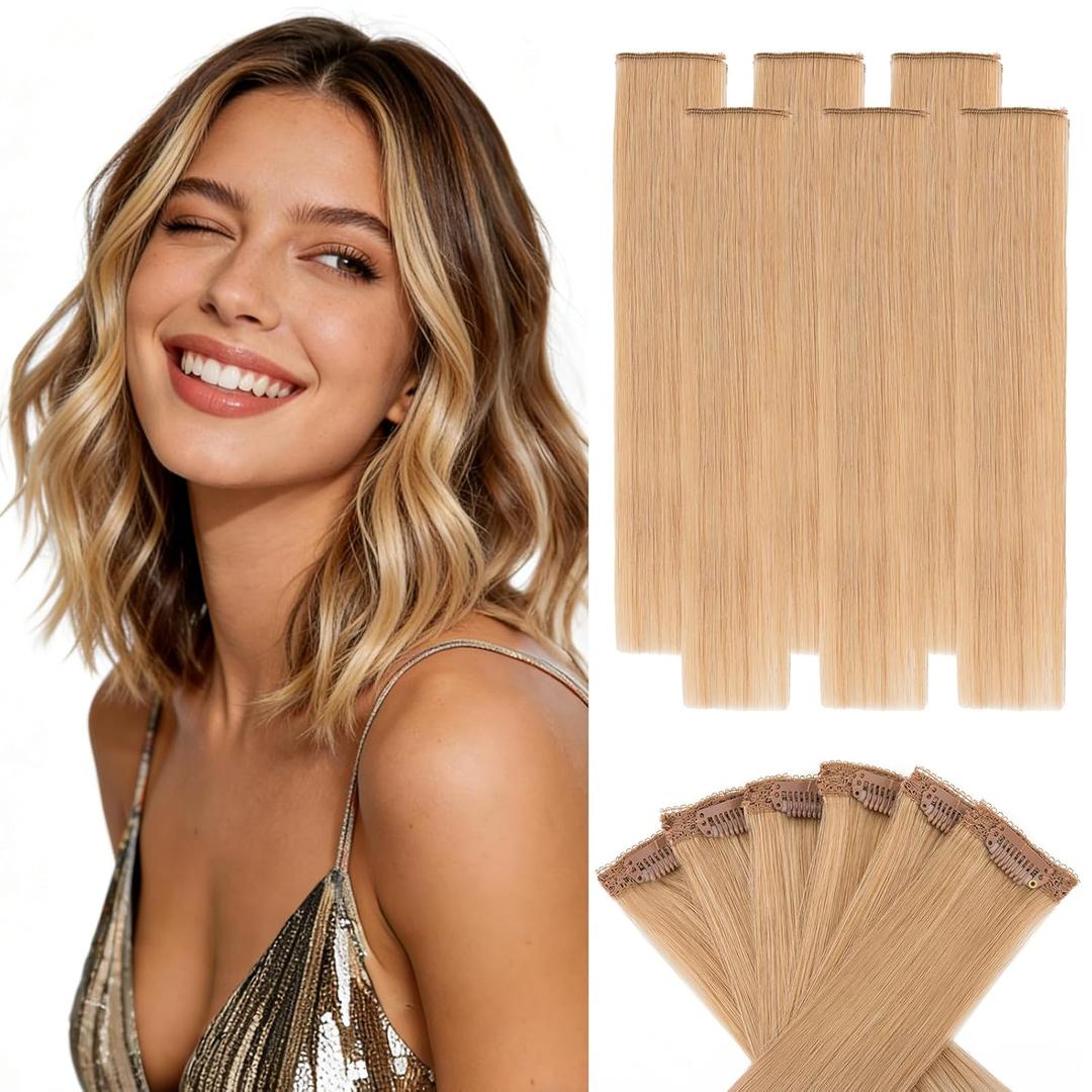 Hairro 6PCS 6 Clips In Short Hair Extensions Remy Real Human Hair Clip Ins Mini Clip On Hairpin Hairpieces For Women 31g 10 Inch #27