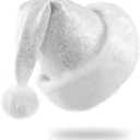 Sequin Christmas Hat for Adult Unisex Thicken Comfortable Santa Hat for Christmas New Year Festive Theme Party Supply (Silver)