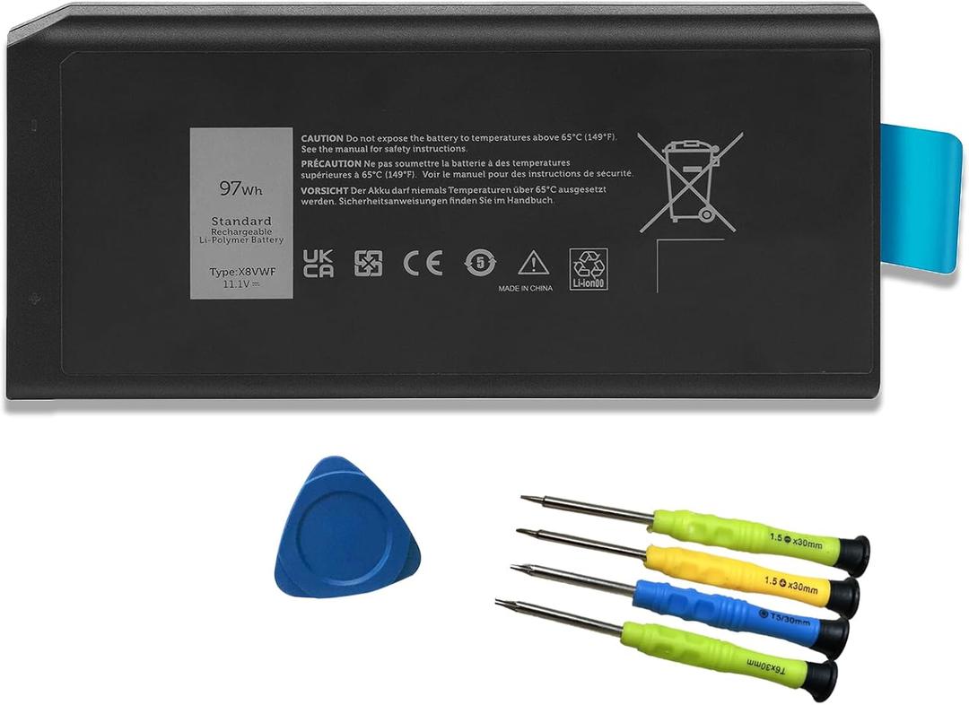 97Wh X8VWF 4XKN5 Laptop Battery Replacement for Dell Latitude 5404 5414 7404 7414 Rugged Extreme Series Notebook CJ2K1 5XT3V 0VCHGN VCWGN 09FN4 XN4KN XRJDF 0W11V7 11.1V 8550mAh