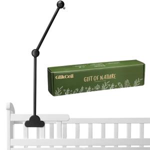 GlikCeil Wooden Baby Crib Mobile Arm 27.17 Inches Cloud Design Adjustable Baby Mobile Hanger for Crib Cot Bed Bassinet Wind Chimes Bed Bell Nursery, Black