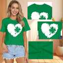 Womens St Patricks Day Shamrock T-Shirts Happy Go Lucky Shirts Irish Clover Tee Tops (Medium, Green2)