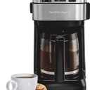 Hamilton Beach FrontFill 12 Cup Programmable Drip Coffee Maker | Regular & Bold Brew Options | Auto Pause and Pour | Glass Carafe | Black with Stainless Accents | 46310