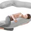 Body Pillow, J-Shaped Pregnancy Pillows for Side Sleeping, Cooling Soft & Breathable Pregnancy Body Pillow, Support for Back, Legs, Belly, HIPS for Pregnant Women (Gray)