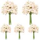 Ovveroche 5 Bouquets Cream Ranunculus Artificial Flowers, 30 Pcs Silk Mini Faux Ranunculus Bouquet for Wedding, Bridal Shower, Centerpieces, and DIY Decorations