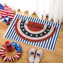 Nuanchu 2 Pcs 4th of July Patriotic Coir Half Circle Door Mat American Flag Welcome Doormat 30 x 17 Inches, Outdoor Front Door Decorations Mats Entryway Rug 24 x 35 Inches, Independence Day Floor Decor