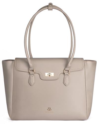 LOVEVOOK Laptop Bag for Women 15.6 Inch Soft Leather Work Bag, Professional Briefcase for Teacher Nurse Business Travel, Large Shoulder Tote Purse with Flap-Design for Office, Everyday Use