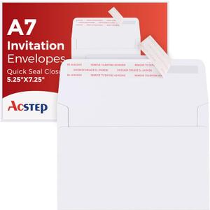 ACSTEP 500PACK 5 X 7 Envelopes, White A7 Envelopes Self Seal for Weddings, Invitations, Photos, Postcards, Greeting Cards Mailing,Baby Shower, Graduation