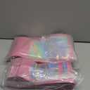 100 PCS Mylar Holographic Bags, Smell Proof Bags, Clear Resealable Bags, Valentines Day Decorations Gift Baggies for Bracelet, Lipgloss, Eyelash, Jewelry Packaging | Pink, 3x5 Inch