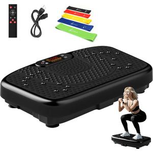 SoftGym Vibration Plate Exercise Machine for Lymphatic Drainage,Power Vibrate Stand Shake Board 450 Lbs Capacity Whole Body Workout Waver with Fitness Resistance Bands Weight Loss Gifts for Women Men