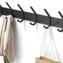 Coat Rack Wall Mount Hooks - 15 Inch Matte Black Metal 6-Hook Organizer Wall Mounted, Modern Kids Room, Entryway & Bathroom Hanger for Beach Towels, Coats, Purses, Bags (1 Pack)