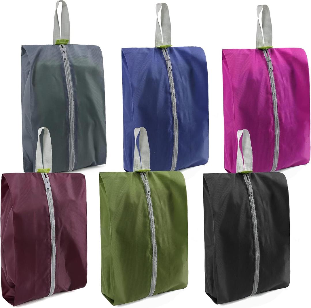 BeeGreen Travel Shoe Organizer with Zipper Closure | Shoe Bags for Travel, 6pcs Portable Packing Storage Organizer with Handle | Colorful Nylon Design for Dance Essentials, Gifts for Men and Women