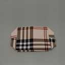 MAANGE Small Makeup Bag for Purse, 2 PCS Cosmetic Bag for Women Travel Makeup Pouch Leather Make up Bag Portable Zipper Pouch Brushes Bag - khaki plaid