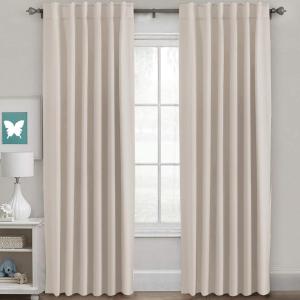 H.VERSAILTEX Blackout Curtains Thermal Insulated Window Treatment Panels Room Darkening Blackout Drapes for Living Room Back Tab/Rod Pocket Bedroom Draperies (2 Panels, Natural, 52 x 84 Inch)