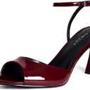 High Heels for Women Peep Pointed Toe Kitten Heeled Sandals Strappy Flared Heels Elegant Leather Sandals Comfortable Chic Summer Prom Wedding Sexy Dress Shoes, Size 7