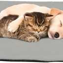 Self Warming Cat Mat - 36x24in Thermal Dog Crate Pad with Removable Washable Sherpa Cover and Reflective Insulation Layer for Self Heating - Pet Supplies for Medium Dogs and Cats by PETMAKER (Gray) (Large)