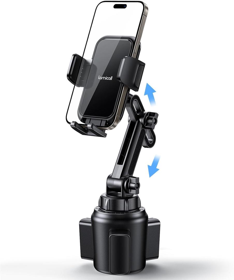 Lamicall Phone Holders for Your Car - [Thick Cases Friendly] Universal Adjustable Cell Phone Car Mount for Truck Golf Cart and All 4-7" inches Smartphones (NEW Upgraded - Lucite black)