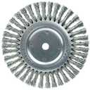 Weiler Dualife Wire Wheel Brush, Round Hole, Steel, Full Twist Knotted, 8" Diameter, 0.023" Wire Diameter, 5/8" Arbor, 1-5/8" Bristle Length, 1/2" Brush Face Width, 6000 RPM