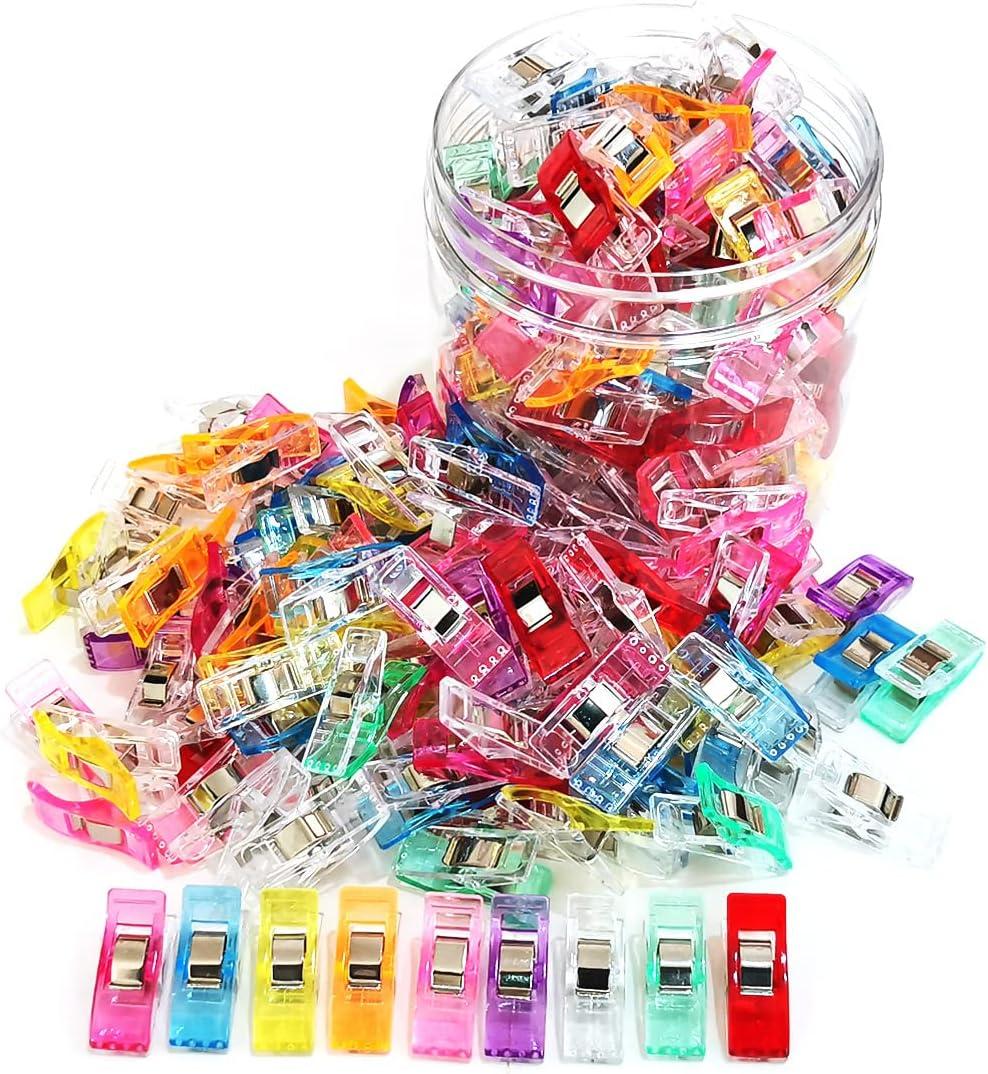 Otylzto Sewing Clips, 100 Pcs with Plastic Box, Premium Quilting Clips for Supplies Crafting Tools, Assorted Colors Plastic Clips for Crafts,Sew Clip,Sew Clips,Sewing Notions