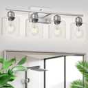 Modern Brushed Nickel 4 Light Bathroom Light Fixtures, 24 inch Vanity Lights for Bathroom with Clear Glass, Vanity Lights for Mirror Kitchen Living Room Hallway Cabinet Porch