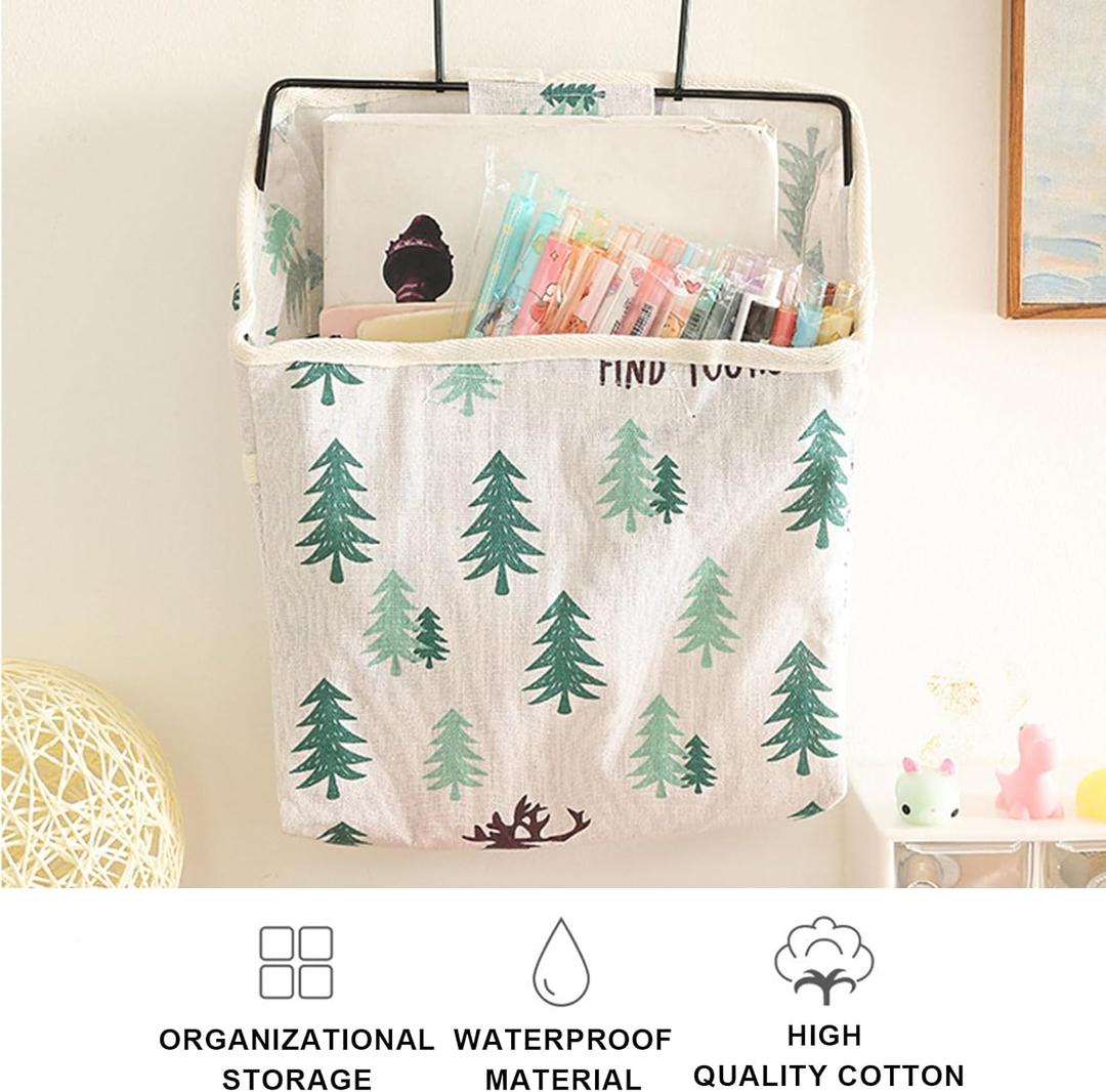 Fabric Wall Hanging Storage Caddy Bag Over The Door Pouch Organizer for Bedroom Bathroom Kitchen (color-tree)